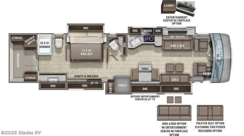 Floorplan of 2021 Entegra Coach Aspire 44F