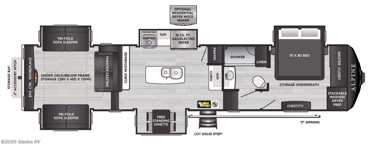 Floorplan of 2021 Keystone Alpine 3850RD