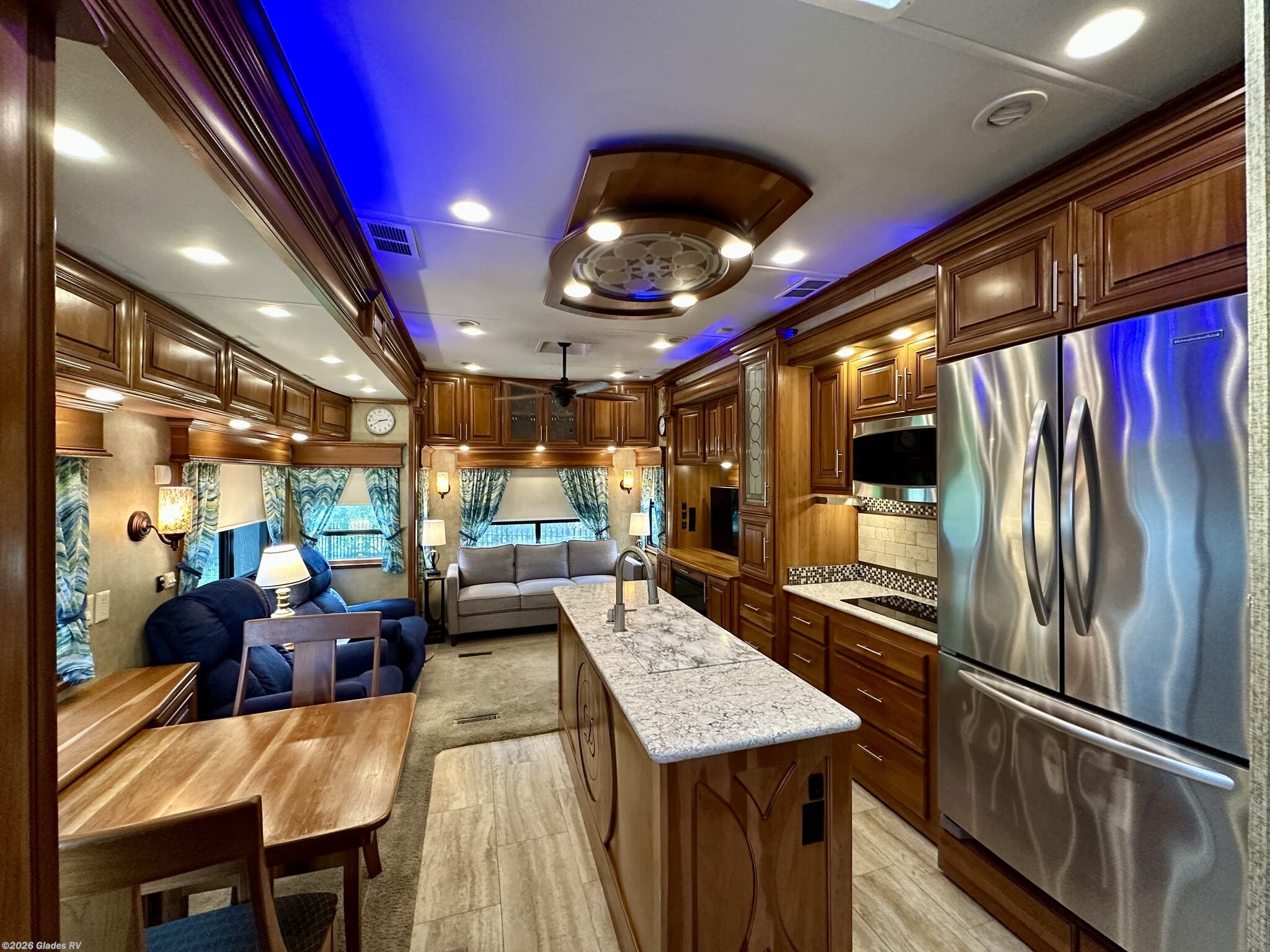 2016 DRV Elite Suites 39 DBRS3 - Used Fifth Wheel For Sale by Glades RV in Fort Myers, Florida features Satellite Dish, Full Body Paint, Residential Refrigerator, Pantry, Day/Night Shades