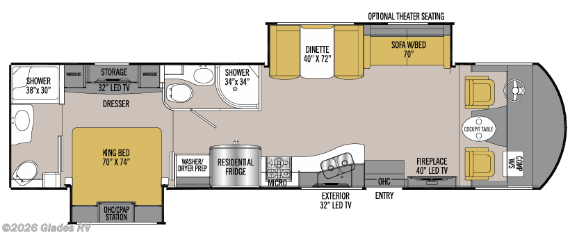 Floorplan of 2019 Coachmen Mirada Select 37TB