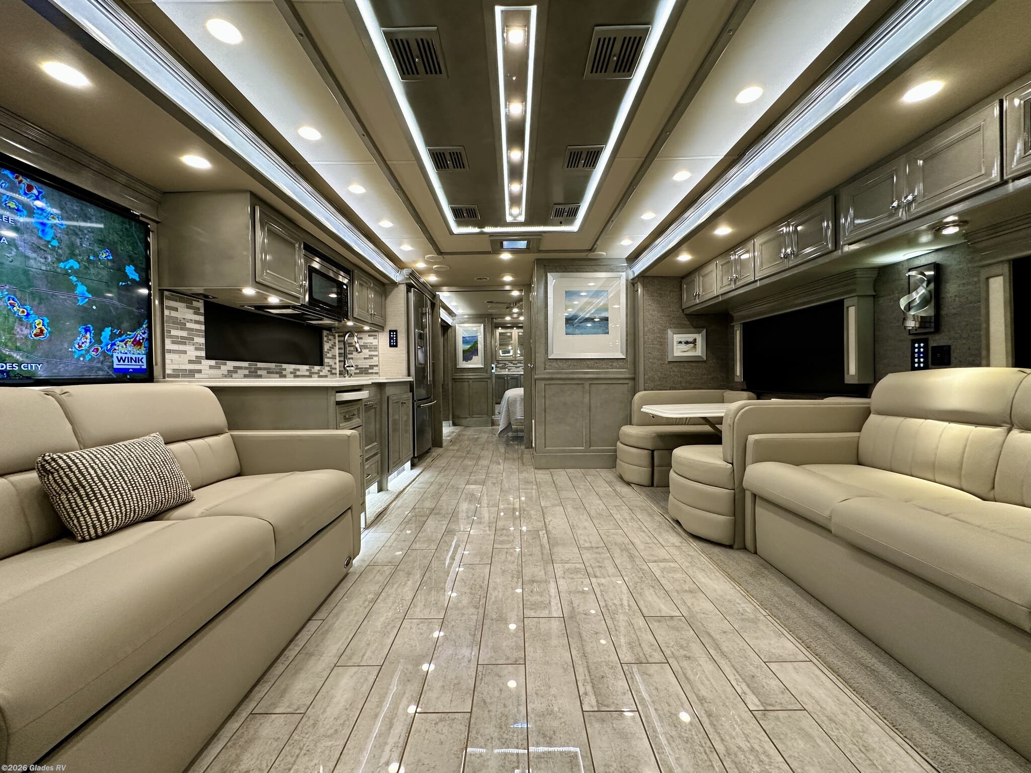 2020 Tiffin Phaeton 37 BH - Used Diesel Pusher For Sale by Glades RV in Fort Myers, Florida features Side View Cameras, Washer, Dryer, Dishwasher, Televator TV