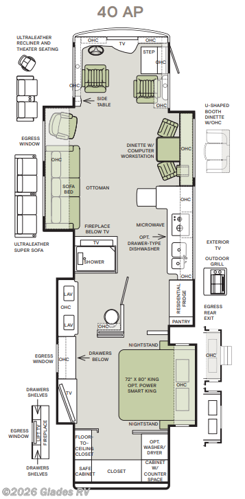 Floorplan of 2022 Tiffin Allegro Bus 40 AP