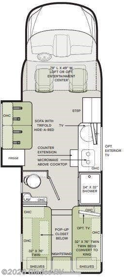 Floorplan of 2024 Tiffin Wayfarer 25 LW