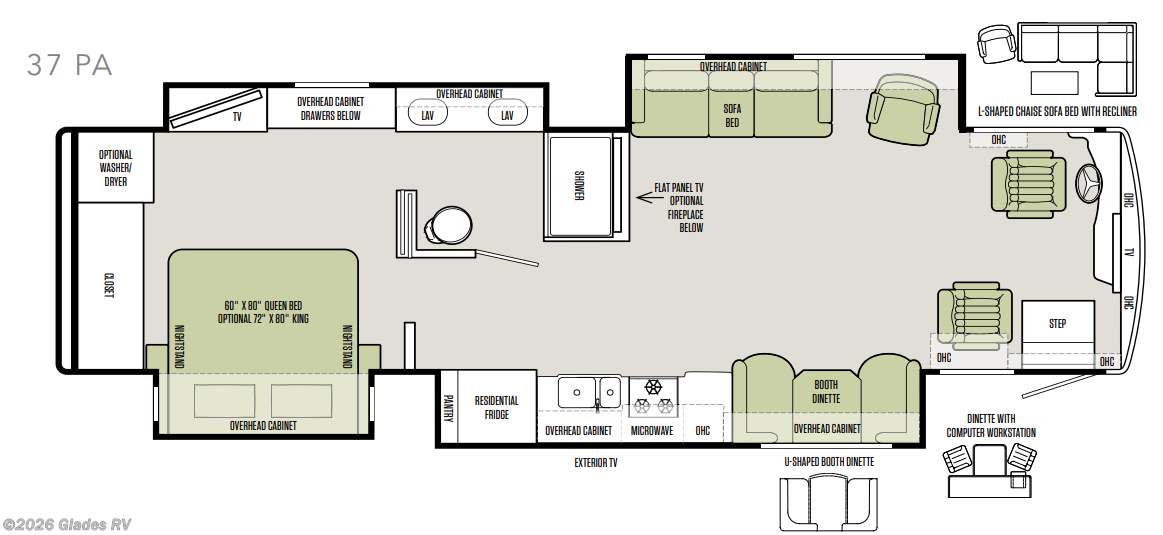 Floorplan of 2018 Tiffin Allegro Red 37 PA