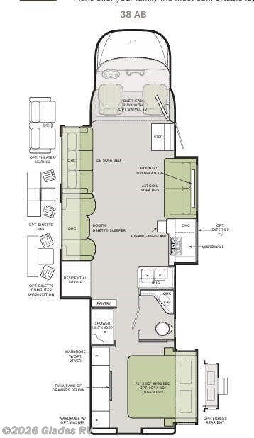 Floorplan of 2024 Tiffin Allegro Bay 38 AB