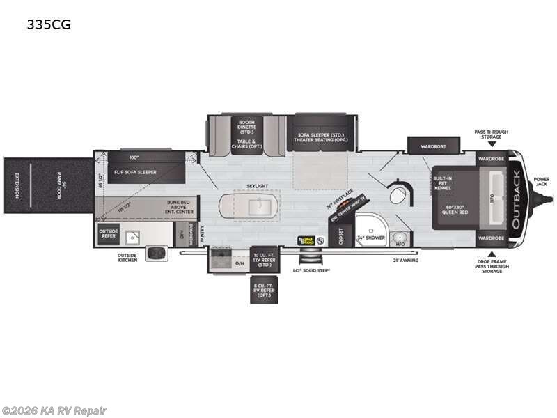2022 Keystone Outback 335CG - Used Toy Hauler For Sale by KA RV Repair in DeBary, Florida features Slideout
