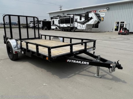 Ultimate Transportation in Fargo, ND has a New PJ 77&quot;x12&#39; Utility Trailer for sale. Check out this trailer&#39;s details below!

Standard Features:-3,500lb Spring Axle Rated at 2,990-2&quot; Coupler-4&#39; Fold In Gate-Straight Deck-Black in Color

*Might be pictured with optional spare tire &amp; carrier mount.*

Ultimate Transportation in Fargo, North Dakota has everything you need when it comes to trailers. We sell utility trailers, enclosed trailers, dump trailers, race trailers, equipment trailers and more. Our popular trailer brands include inTech, United Trailers, PJ Trailers, Impact, NEO, Bear Track &amp; more.

Ultimate Transportation also has a full parts &amp; service department. Don&#39;t forget to shop our popular trailer parts including toolboxes, spare tires, extra lug nuts, and more! Ask your Trailer Sales Expert or our parts department for recommendations for your trailer. 

For over 25 years, Ultimate Transportation has been the area&#39;s leader for custom-built trailers. Whether you&#39;re looking for a car hauler racing trailer with all the bells and whistles, or wanting to create the ultimate tailgating trailer experience, Ultimate Transportation can help with your custom trailer order!

Call Ultimate Transportation at 701-282-6060 and talk with our trailer sales team today!