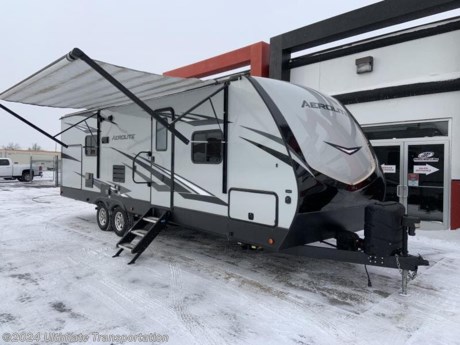 In pursuit of family fun on the road? Look no further than this Used 2019 Dutchmen Aerolite Luxury 2733RB! Stock #910777.

*Specs*
DimensionsLength31.42 ft. (377 in.)Height11.42 ft. (137 in.)Interior Height6.83 ft. (82 in.)
WeightDry Weight6,763 lbs.Payload Capacity2,917 lbs.Hitch Weight655 lbs.
Holding TanksNumber Of Fresh Water Holding Tanks1Total Fresh Water Tank Capacity50.0 gal.Number Of Gray Water Holding Tanks1Total Gray Water Tank Capacity56.0 gal.Number Of Black Water Holding Tanks1Total Black Water Tank Capacity28.0 gal.
Exterior Features:
Propane Tank(s)Number Of Propane Tanks2Total Propane Tank Capacity9.4 gal.Total Propane Tank Capacity40 lbs.
ConstructionBody MaterialAluminumSidewall ConstructionFiberglass
DoorsNumber of Doors1Sliding Glass DoorNo
SlideoutsNumber of Slideouts1Power Retractable SlideoutYes
AwningNumber of Awnings1Power Retractable AwningYes

Interior Features:
Kitchen / Living AreaKitchen / Living Area Flooring TypeCarpet / VinylKitchen Table ConfigurationBench SeatsKitchen LocationCenterLiving Area LocationCenter
Oven / StoveLayoutOven / StoveNumber Of Oven Burners3Oven Depth1.75 ft. (21 in.)Overhead FanYes
RefrigeratorRefrigerator SizeMid-SizeRefrigerator Power ModeElectric / Propane
SofaNumber Of Sofas1Sofa MaterialVinylReclining SofaNo
Recliners / RockersNumber Of Recliner / Rockers2MaterialVinyl
BedsMax Sleeping Count6Number Of Bunk Beds0Number Of Double Beds0Number Of Full Size Beds0Number Of Queen Size Beds1Number Of King Size Beds0Number Of Convertible / Sofa Beds2
Master BedroomMaster Bedroom Flooring TypeVinylMaster Bedroom Door StyleFull Sliding DoorFull Size Master Bedroom ClosetNoMaster Bedroom Mirror DoorsYesMaster Bedroom Shades / CurtainsYesMaster Bedroom LocationFrontBunkhouseNo
BathroomNumber Of Bathrooms1Bathroom Flooring TypeVinylBathroom LocationRear
ToiletToilet TypePorcelainToilet LocationRear
ShowerDoor TypePlastic / GlassShower LocationRear
Bathroom SinkBathroom Sink LocationRear
Bathroom Medicine CabinetBathroom Medicine Cabinet LocationRear
Bathroom MirrorBathroom Mirror LocationRear
Bathroom Vent / Fan SystemBathroom Vent / Fan System LocationRear

Popular Accessories Add-Ons:
Owner&#39;s Kit
Water Filtration System
Exterior Ladder Upgrade
Maxx Air Vent Covers
Backup Cameras
Generators
Much, Much More

All used campers &amp; ice houses sold by Ultimate Transportation are sold AS IS with no warranty. Inspections &amp; services are available for additional cost. Used units are priced appropriately knowing the potential for service work needed. 

Ultimate Transportation in Fargo, ND provides a full line of camper parts and RV accessories along with a full RV service department. A few of these services include winterization, diagnostics, general repair, aftermarket installation, and much more. 

Not seeing the floorplan you&#39;re looking for? We&#39;re happy to work with you to order the custom camper, toy hauler, or ice house that&#39;s right for you. We have a variety of manufacturers such as Grand Design RV, Heartland RV, Forest River XLR Toy Haulers, Ice Castle Rugged RV, and Team Lodge. Check out our showrooms here: https://www.ultimate-transportation.com/recreation/showroom. 
Give us a call at 701-282-6060 or fill out a request form on our website to have our recreational sales team get in contact with you.