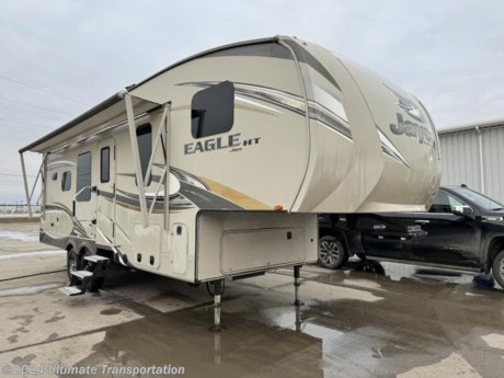 In pursuit of family fun on the road? Look no further than this Local 1 owner trade-2018 Jayco Eagle 27.5RKDS! Stock #401124.

Features
Comes with a 5500 Onan QG 5500 LP Generator and Furrion backup camera!!

Dry Hitch Weight (lbs)1,560
Unloaded Vehicle Weight (lbs)7,800
Cargo Carrying Capacity (lbs)2,150
Gross Vehicle Weight Rating (lbs)9,950
Measurements
Exterior Length (overall)31&#39; 0&quot;
Exterior Height (with A/C)12&#39; 4&quot;
Exterior Width8&#39; 0&quot;
Interior Height (main)6&#39; 3&quot;
Tank Capacities
Fresh Water Capacity (gals)48.0
Gray Water Capacity (gals)65.0
Black Tank Capacity (gals)32.5


Popular Accessories Add-Ons:
Owner&#39;s Kit
Water Filtration System
Exterior Ladder Upgrade
Maxx Air Vent Covers
Backup Cameras
Generators
Much, Much More

All used campers &amp; ice houses sold by Ultimate Transportation are sold AS IS with no warranty. Inspections &amp; services are available for additional cost. Used units are priced appropriately knowing the potential for service work needed. 

Ultimate Transportation in Fargo, ND provides a full line of camper parts and RV accessories along with a full RV service department. A few of these services include winterization, diagnostics, general repair, aftermarket installation, and much more. 

Not seeing the floorplan you&#39;re looking for? We&#39;re happy to work with you to order the custom camper, toy hauler, or ice house that&#39;s right for you. We have a variety of manufacturers such as Grand Design RV, Heartland RV, Forest River XLR Toy Haulers, Ice Castle Rugged RV, and Team Lodge. Check out our showrooms here: https://www.ultimate-transportation.com/recreation/showroom. 
Give us a call at 701-282-6060 or fill out a request form on our website to have our recreational sales team get in contact with you.