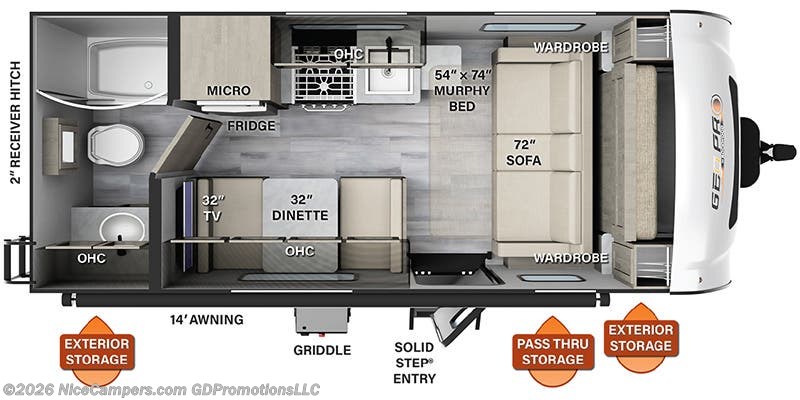 2021 Forest River Rockwood Geo Pro G19FD Floorplan