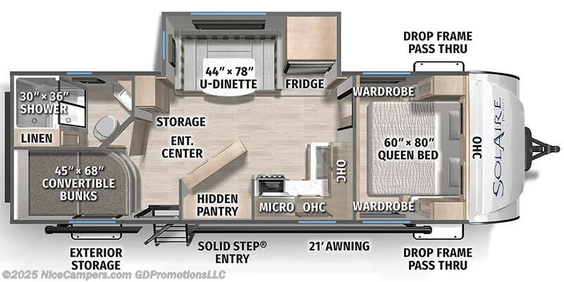 2025 Palomino Solaire Ultra-Lite 2430BHS Floorplan