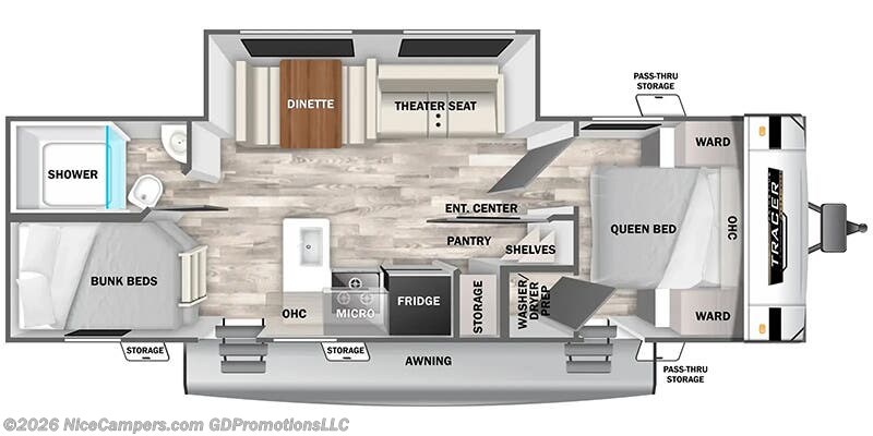 Floorplan of 2026 Prime Time Tracer 275BH