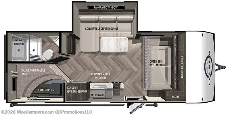 Floorplan of 2022 Forest River Ozark 1680BSK