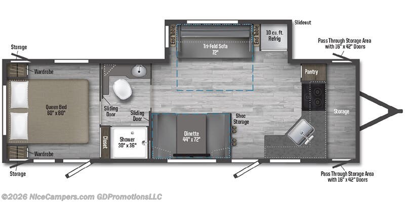 Floorplan of 2023 Winnebago Minnie 2832FK