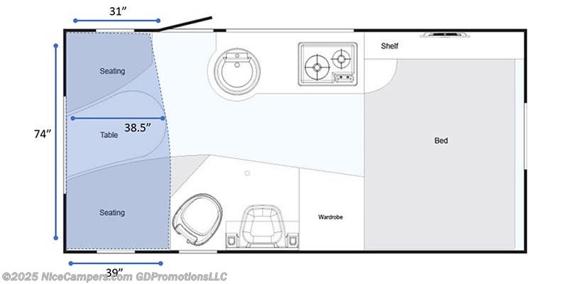 Floorplan of 2018 NuCamp TAB 400
