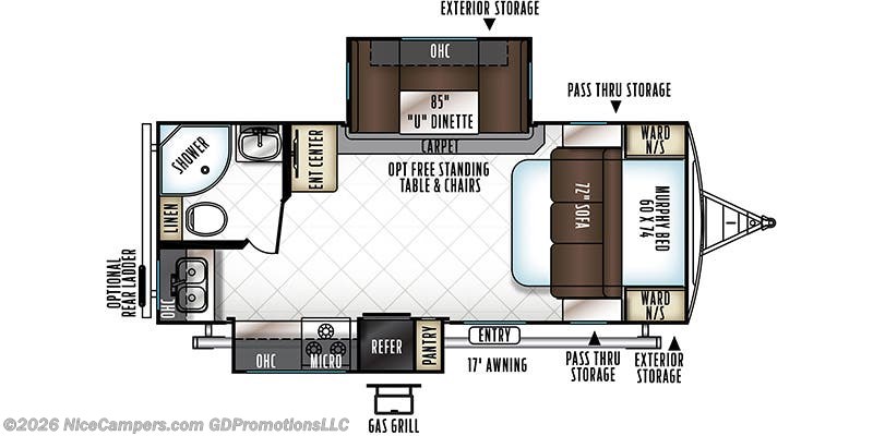 2018 Forest River Rockwood Ultra Lite 2304DS Floorplan