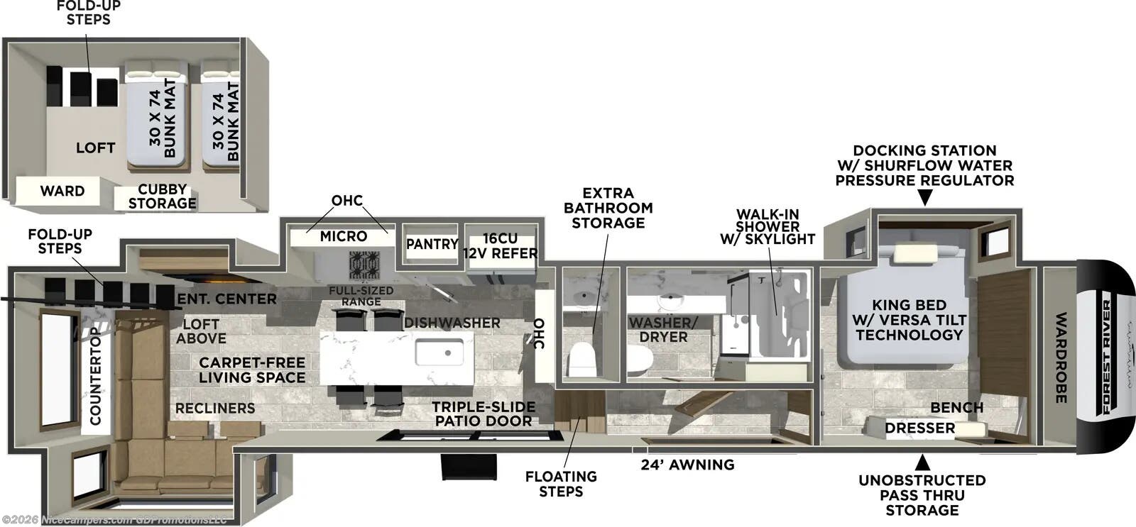 Floorplan of 2026 Forest River Impression 44STAY