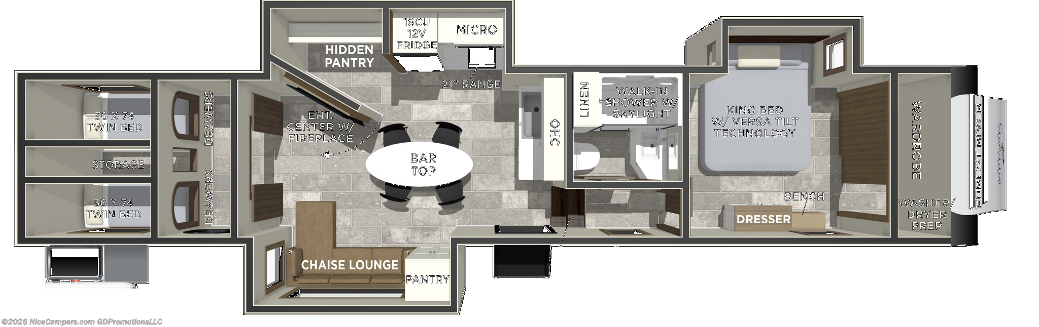 2026 Forest River Impression 36BR3 - New Fifth Wheel For Sale by NiceCampers.com in Russellville, Arkansas