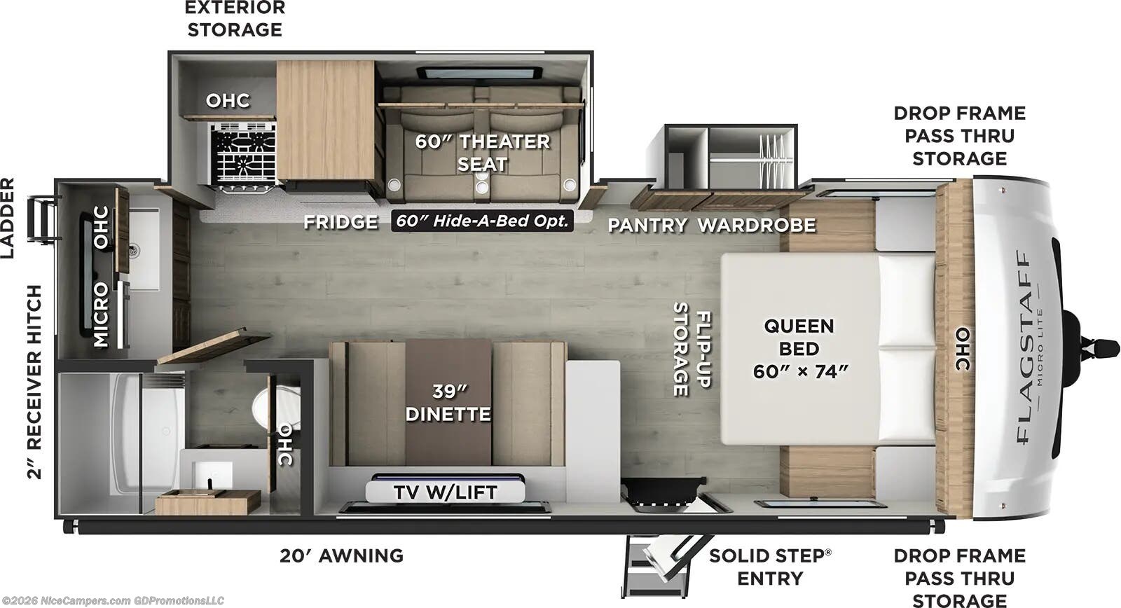 Floorplan of 2026 Forest River Flagstaff Micro Lite 25FBD