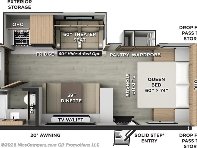 2026 Forest River Flagstaff Micro Lite 25FBD Floorplan