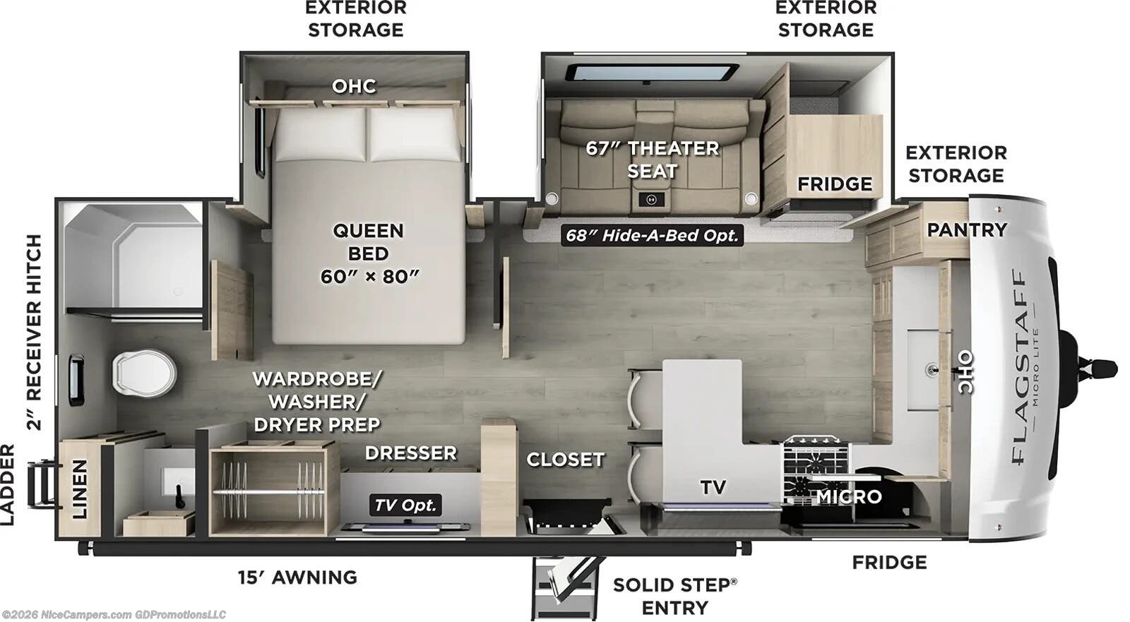 Floorplan of 2026 Forest River Flagstaff Micro Lite 25MBR