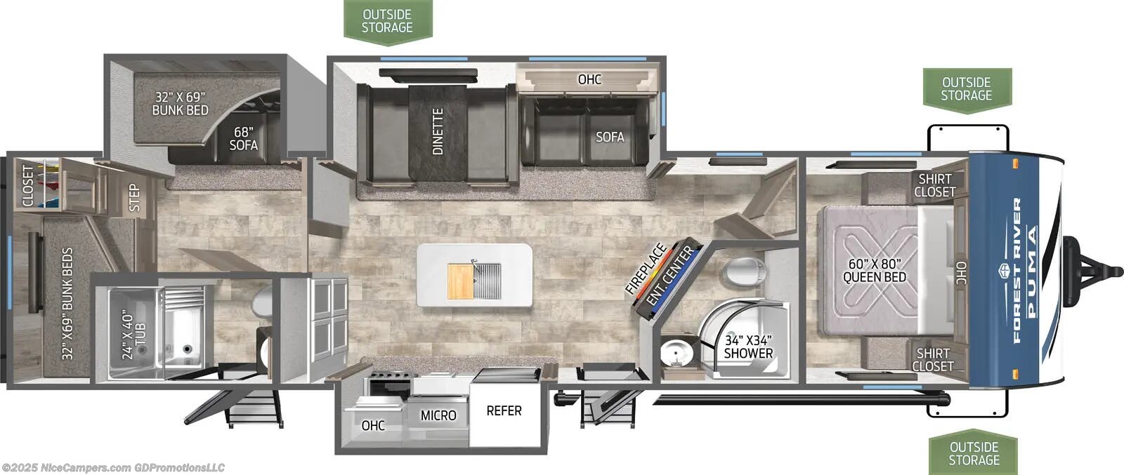 2026 Palomino Puma 32BH2B Floorplan