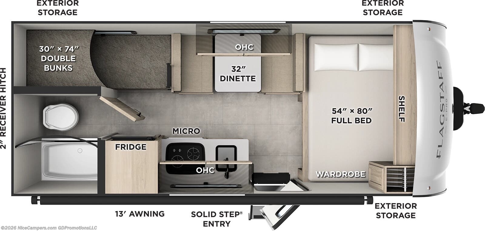 Floorplan of 2026 Forest River Flagstaff E-Pro E17LE