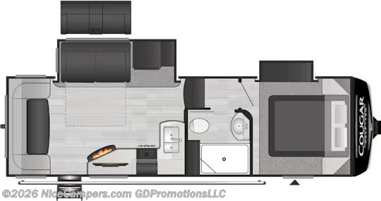 Floorplan of 2021 Keystone Cougar Half-Ton 24RDS