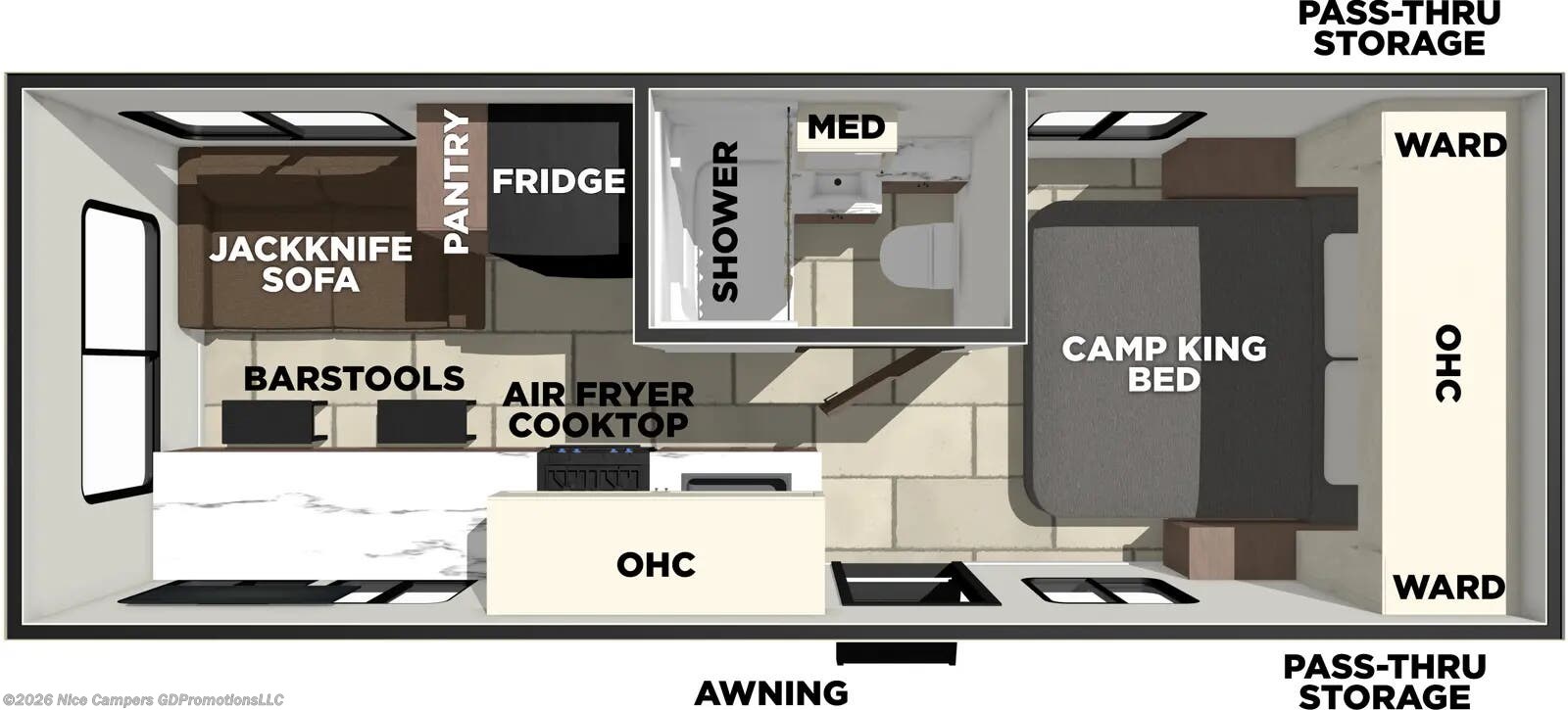 Floorplan of 2026 Prime Time Tracer 220RS