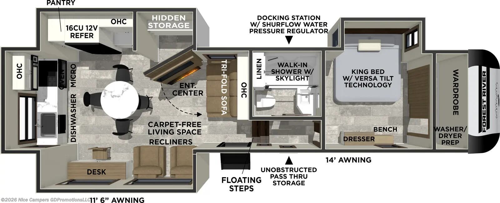 Floorplan of 2026 Forest River Impression 301ML