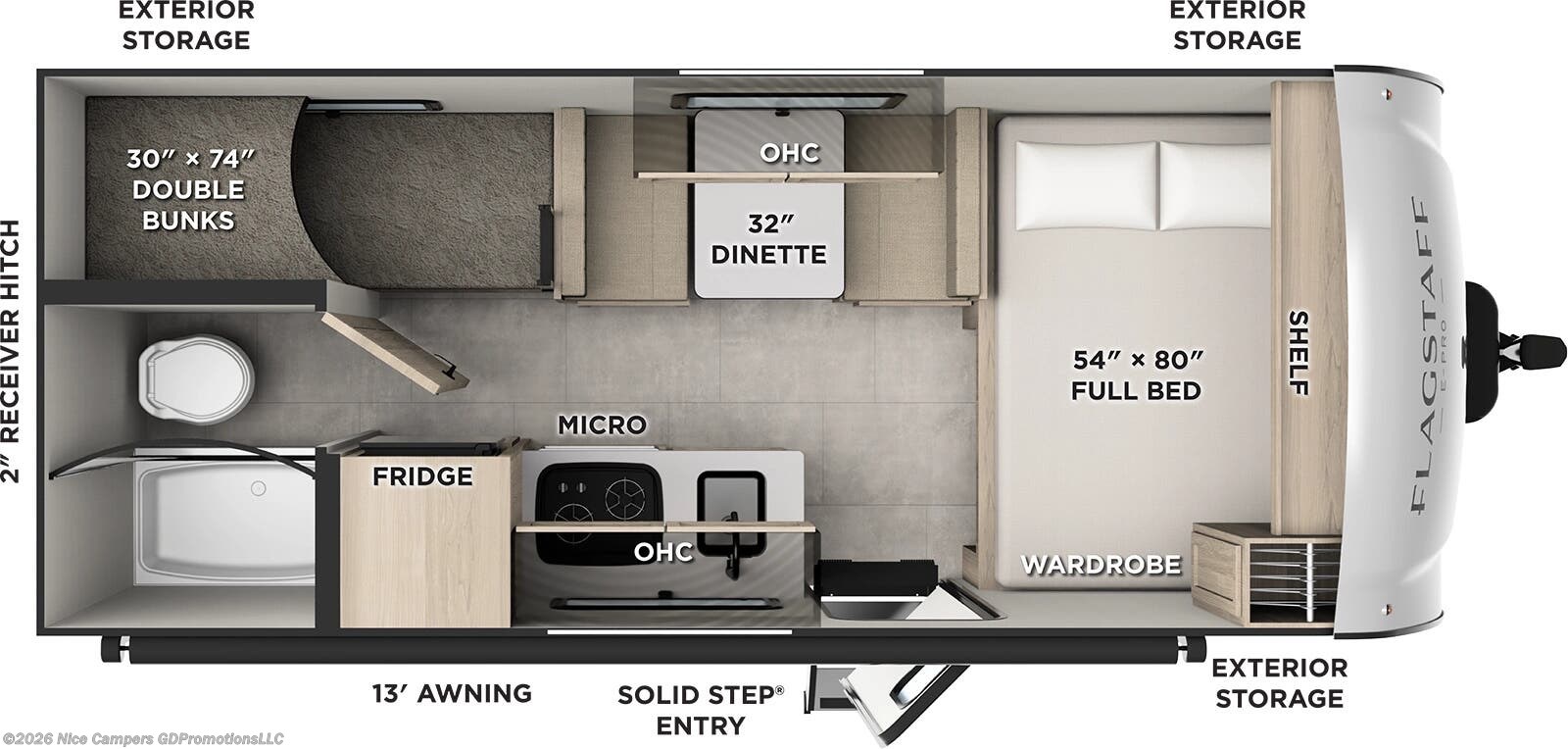Floorplan of 2026 Forest River Flagstaff E-Pro E17LE