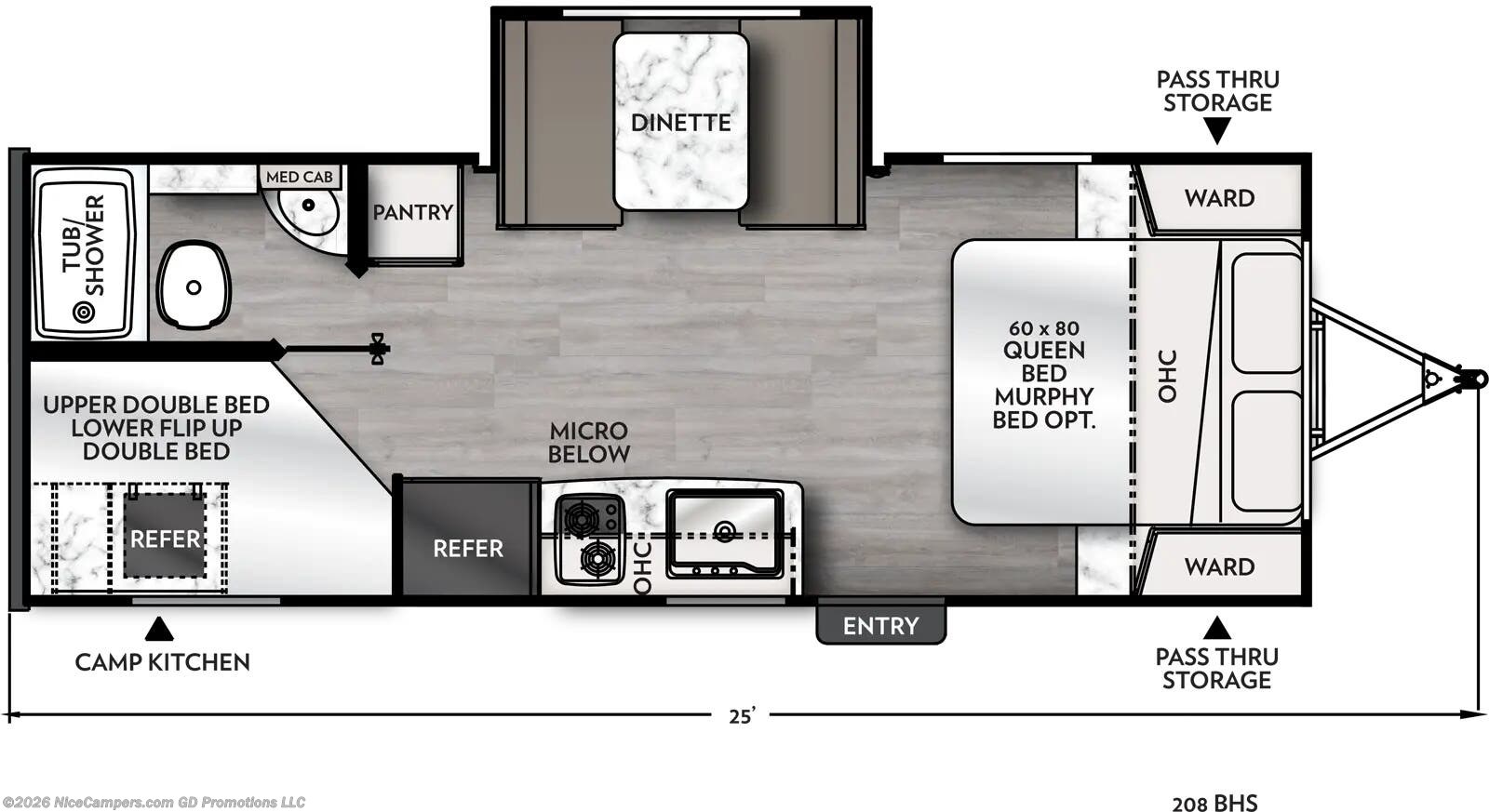 Floorplan of 2027 Coachmen Apex Nano 208BHS