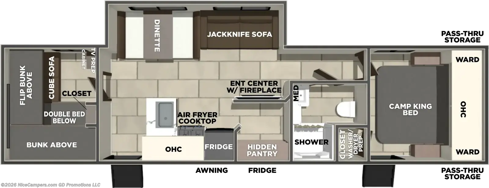 Floorplan of 2027 Forest River Tracer 290QB