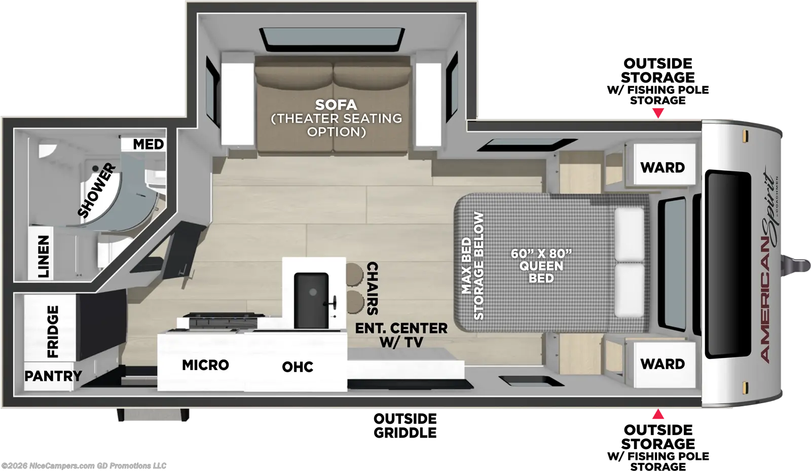 Floorplan of 2027 Coachmen American Spirit 1943RB