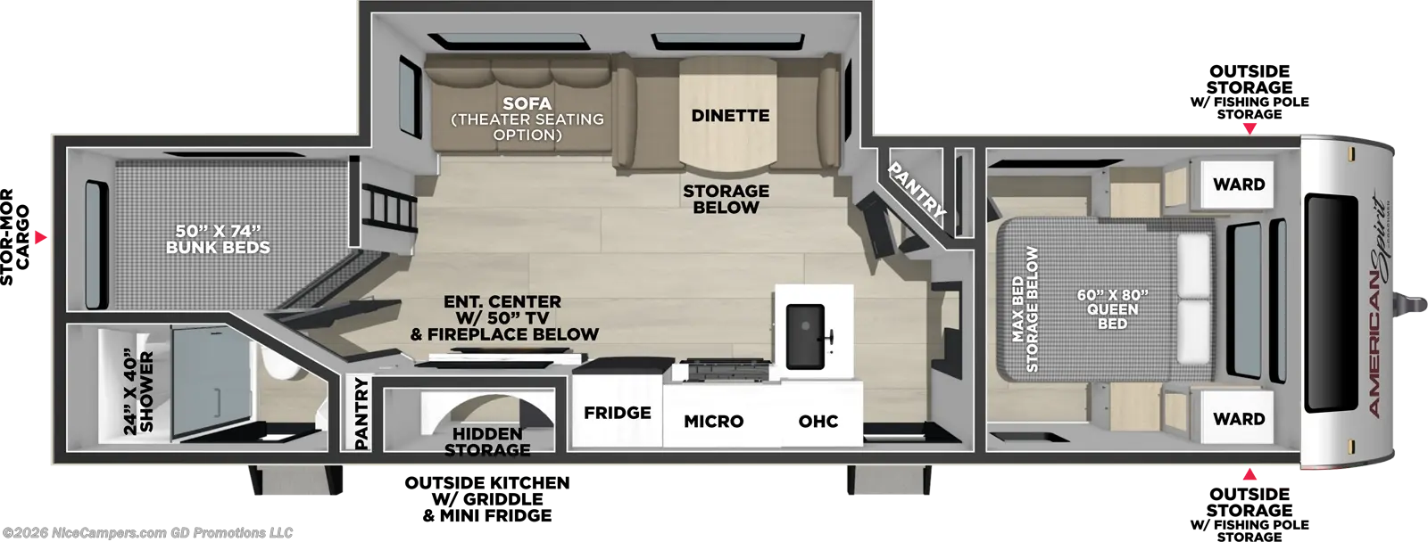Floorplan of 2027 Coachmen American Spirit 2963BH