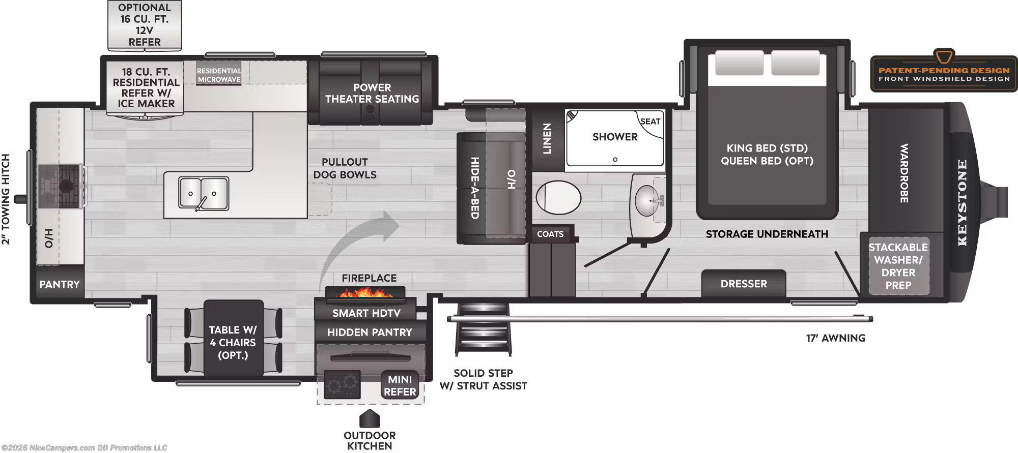 Floorplan of 2026 Keystone Montana High Country 325RK