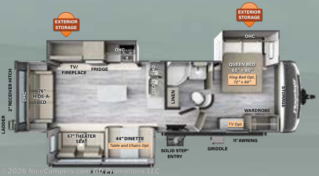 Floorplan of 2023 Forest River Flagstaff Super Lite 29RLBS