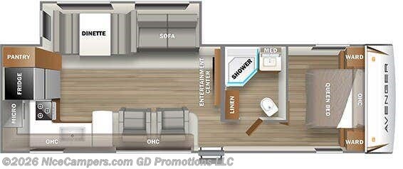 Floorplan of 2022 Prime Time Avenger 27RKS