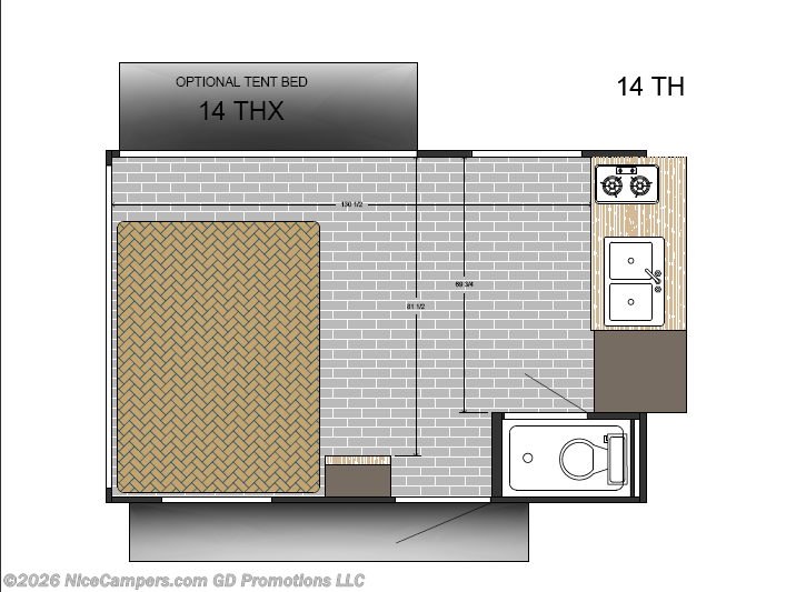 Floorplan of 2027 Sunset Park RV Sun Lite 14THX
