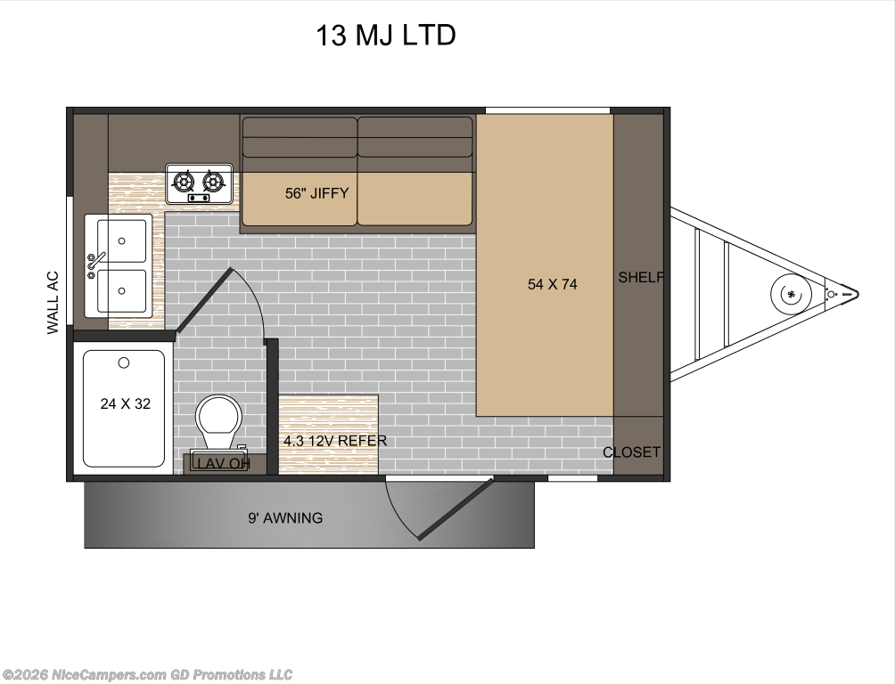 Floorplan of 2027 Sunset Park RV Sun Lite LTD 13MJ