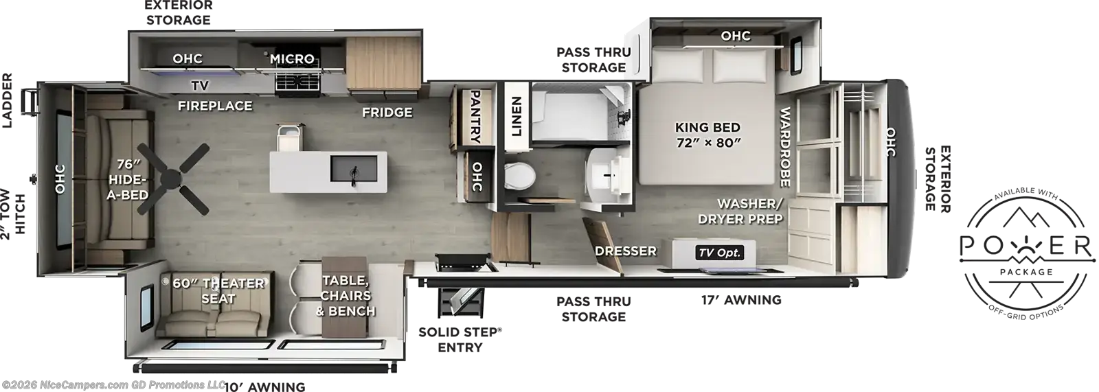 Floorplan of 2027 Forest River Flagstaff Classic F361RLS