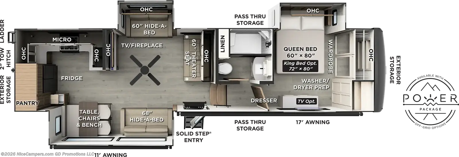 Floorplan of 2027 Forest River Flagstaff Classic F371RK