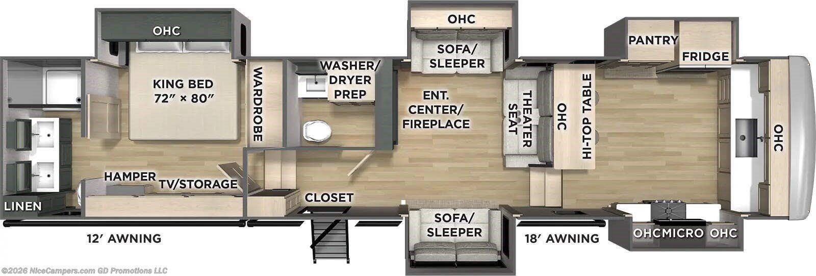 Floorplan of 2026 Forest River Columbus 388FKH