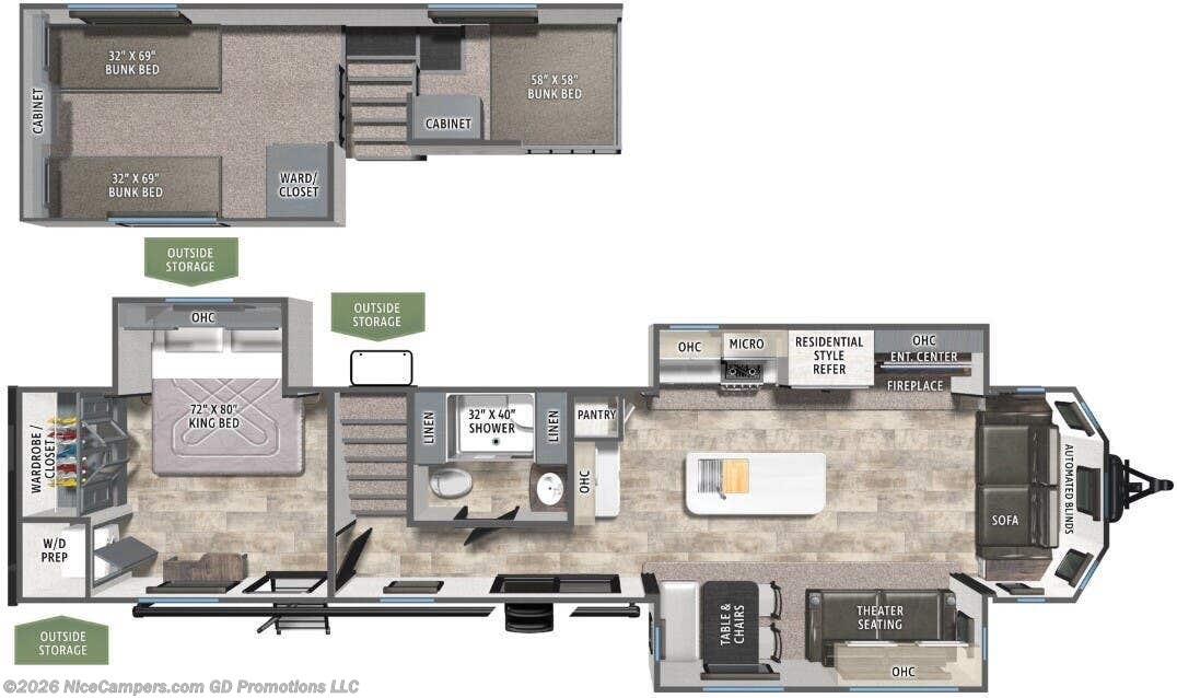 Floorplan of 2027 Forest River Puma Vista 402LFT