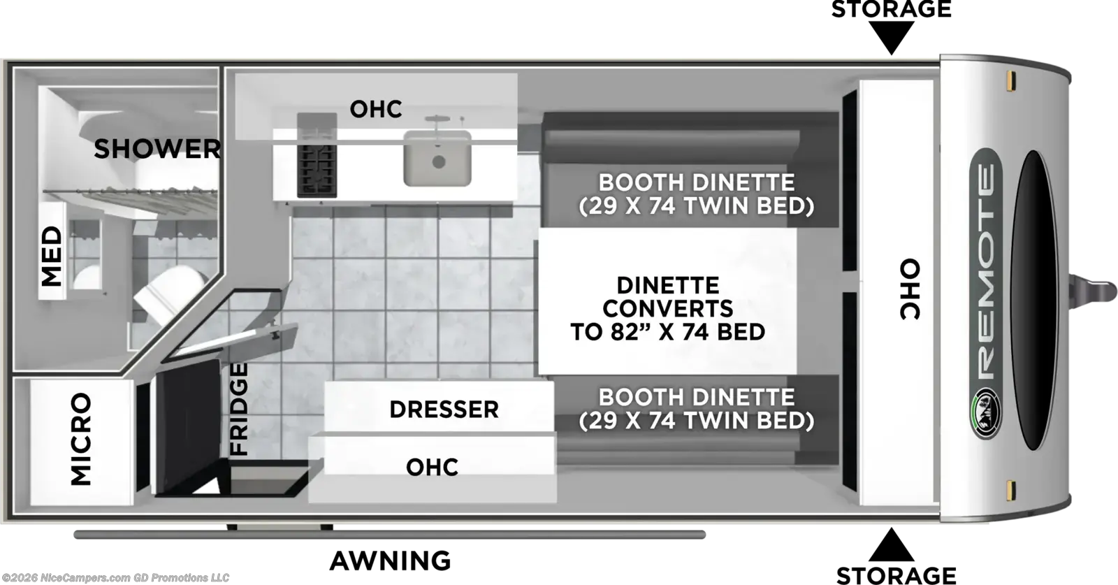 Floorplan of 2027 Coachmen Remote 13R