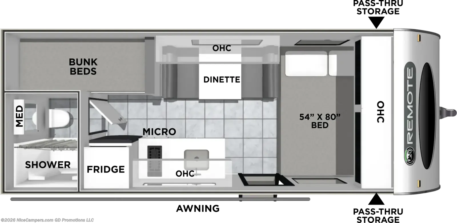 Floorplan of 2027 Coachmen Remote 18.2R