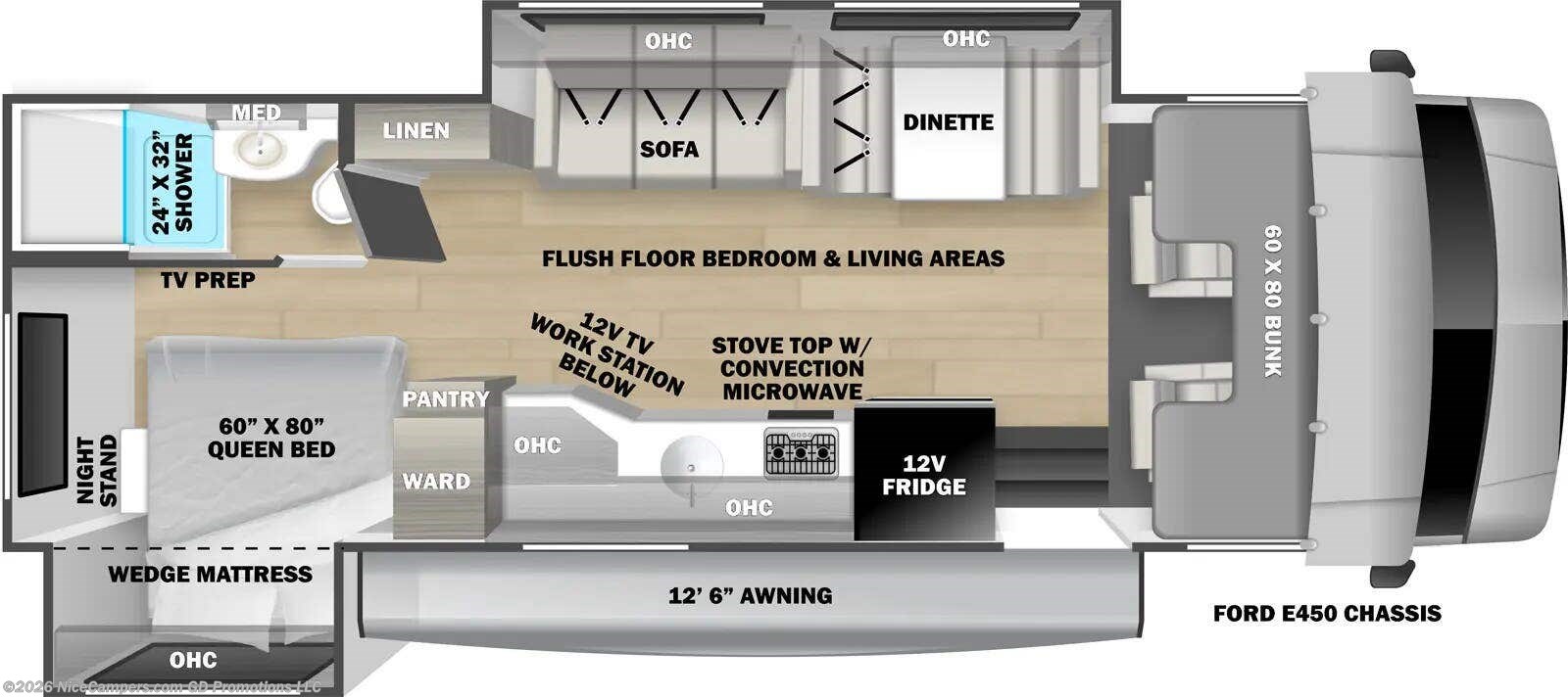 Floorplan of 2025 Forest River Sunseeker LE 2550DSLE