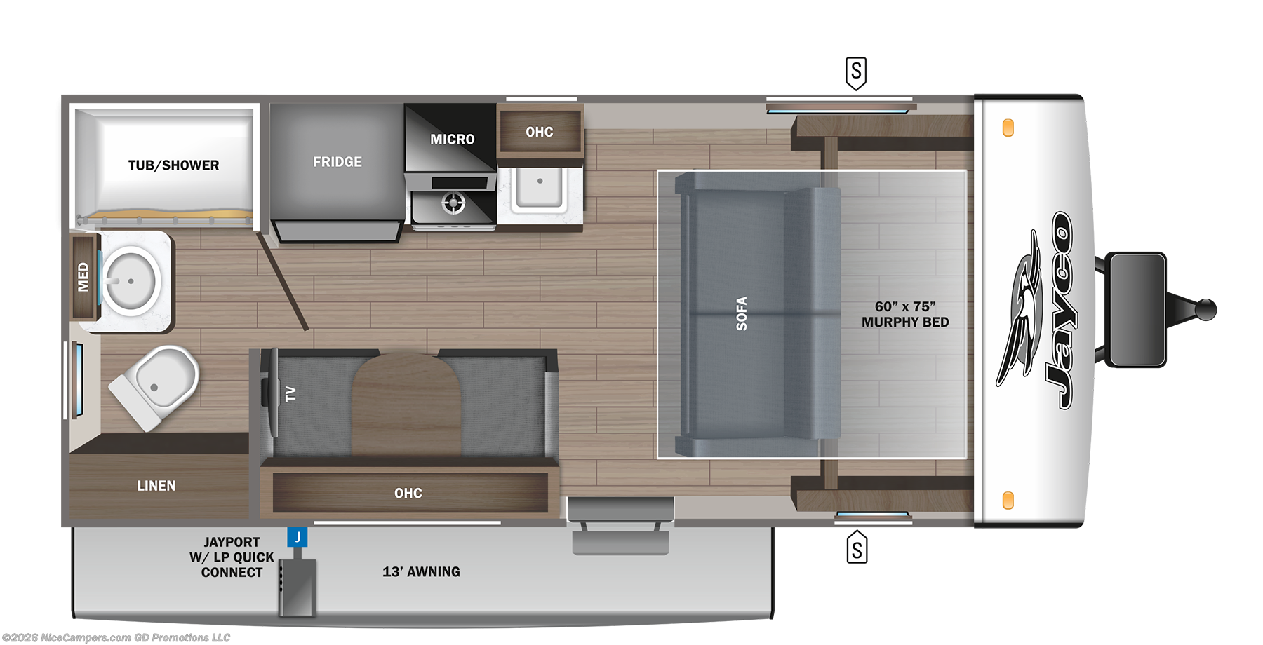 Floorplan of 2024 Jayco Jay Feather Micro 173MRB