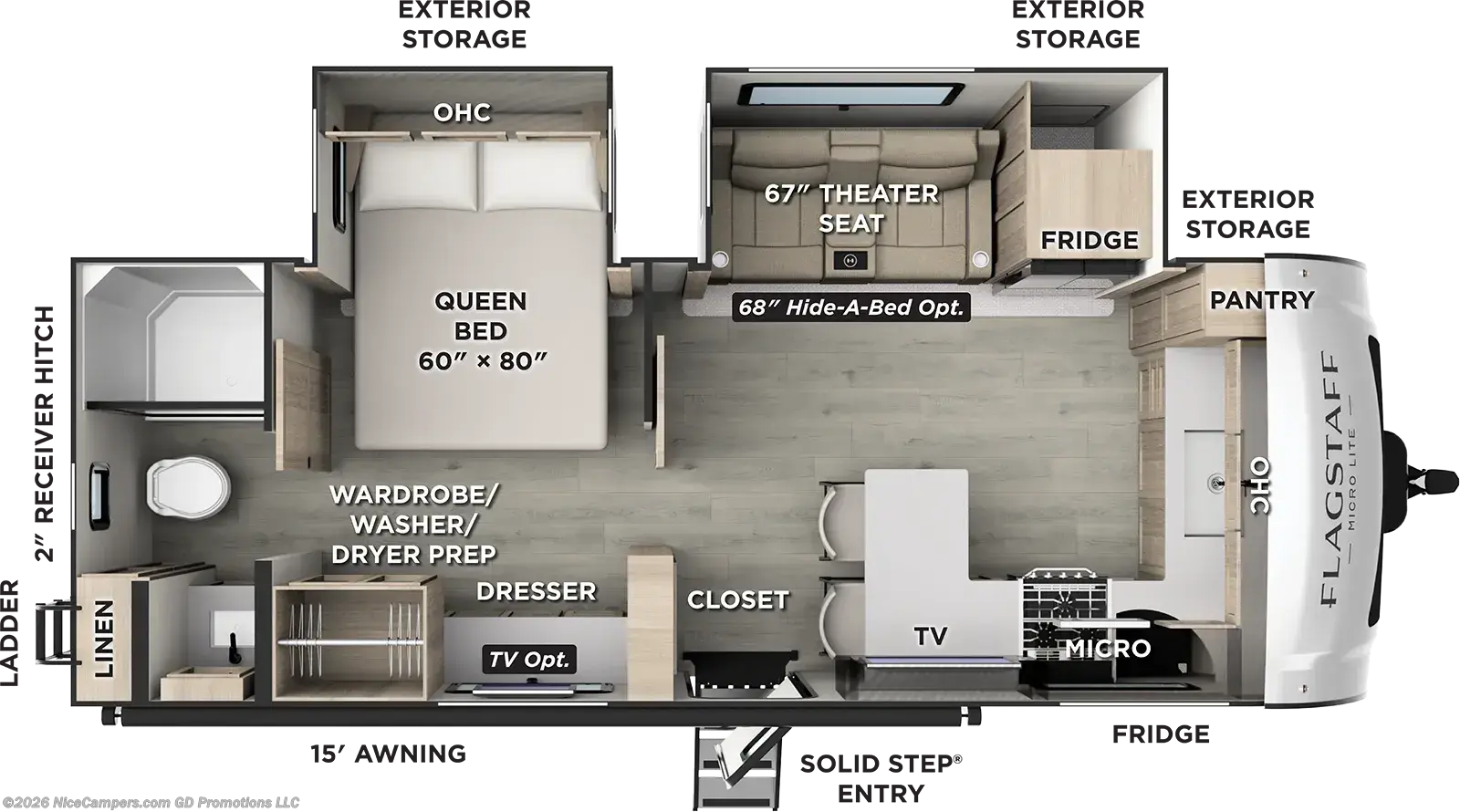 Floorplan of 2027 Forest River Flagstaff Micro Lite 25MBR