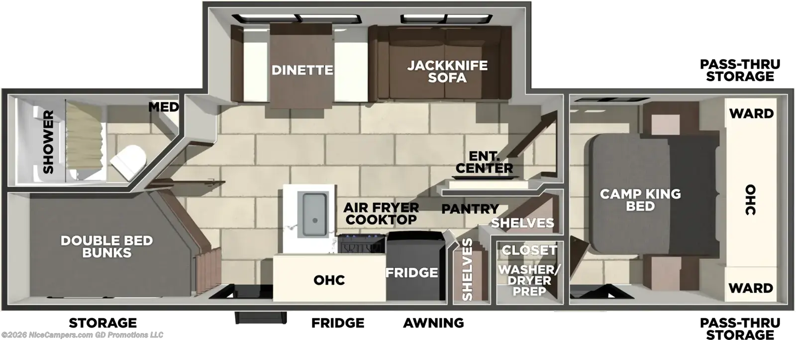 Floorplan of 2027 Forest River Tracer 275BH